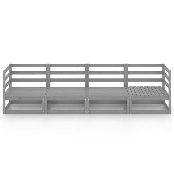 vidaXL 4-osobowa sofa ogrodowa, szara, lite drewno sosnowe