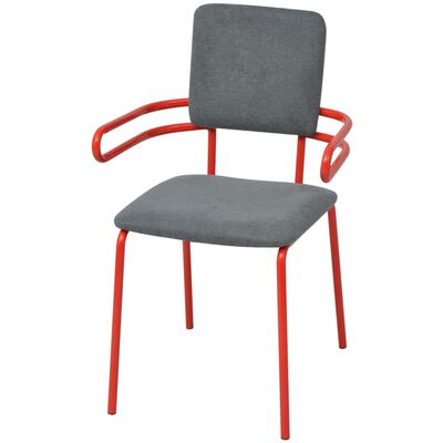 vidaXL Krzesła stołowe, 2 szt., czerwono-szare, tkanina