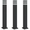 vidaXL Zewnętrzne lampy stojące, 3 szt., czarne, 80 cm, aluminium