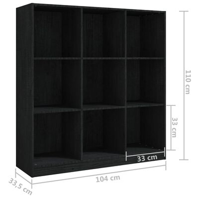 vidaXL Regał na książki/przegroda, czarny, 104x33,5x110 cm, sosnowy