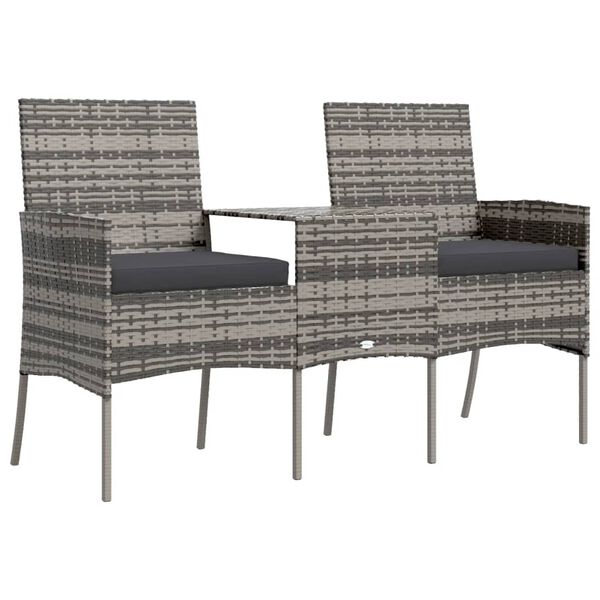 vidaXL 2-osobowa sofa ogrodowa ze stolikiem, polirattan, antracytowa