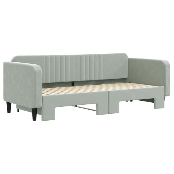 vidaXL Sofa rozsuwana, jasnoszara, 90x200 cm, aksamit