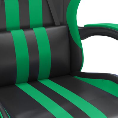vidaXL Obrotowy fotel gamingowy z podnóżkiem, czarno-zielony