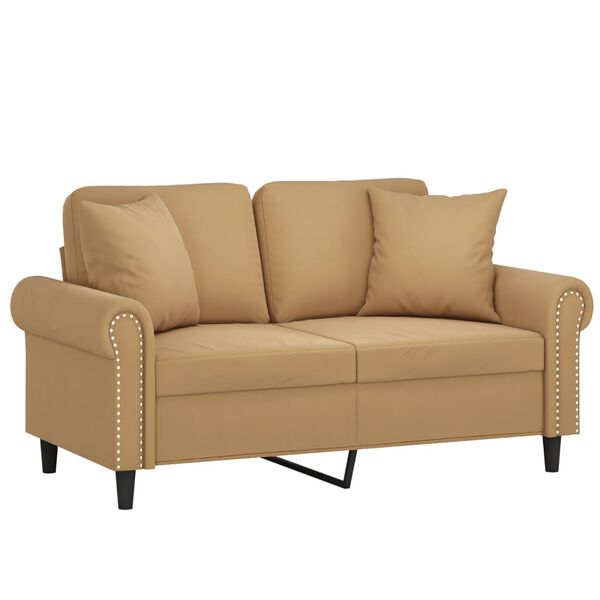 vidaXL 2-osobowa sofa z poduszkami, brązowa, 120 cm, aksamit