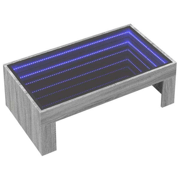 vidaXL Stolik kawowy z LED Infinity, szary dąb sonoma, 90x50x30 cm