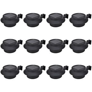 vidaXL Solarne lampy ogrodzeniowe LED, 12 szt., czarne