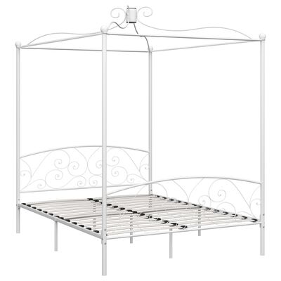 vidaXL Rama łóżka z baldachimem, biała, metalowa, 180 x 200 cm
