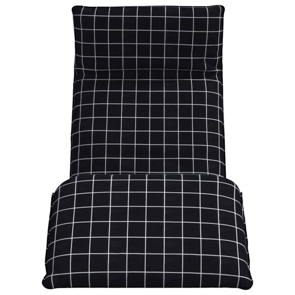vidaXL Leżak składany czarny wz&oacute;r w kratkę 175x54x8,5cm tkanina Oxford