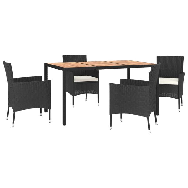 vidaXL 5-cz. zestaw mebli ogrodowych z poduszkami, czarny, polirattan