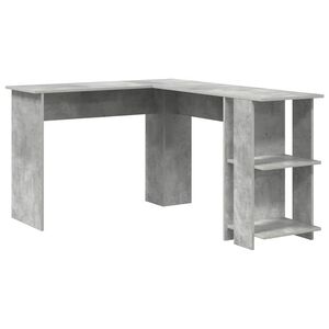 vidaXL Biurko narożne z p&oacute;łką Betonowy szary 140 x 113,5 x 75 cm
