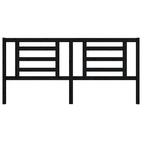 vidaXL Wezgłowie ł&oacute;żka, czarne, 206x4x100 cm, lite drewno sosnowe