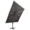 vidaXL Parasol wiszący z lampkami LED i słupkiem, antracytowy, 300 cm