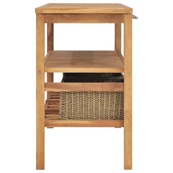 vidaXL Szafka łazienkowa pod umywalkę z 3 koszami, tek, 132x45x75 cm