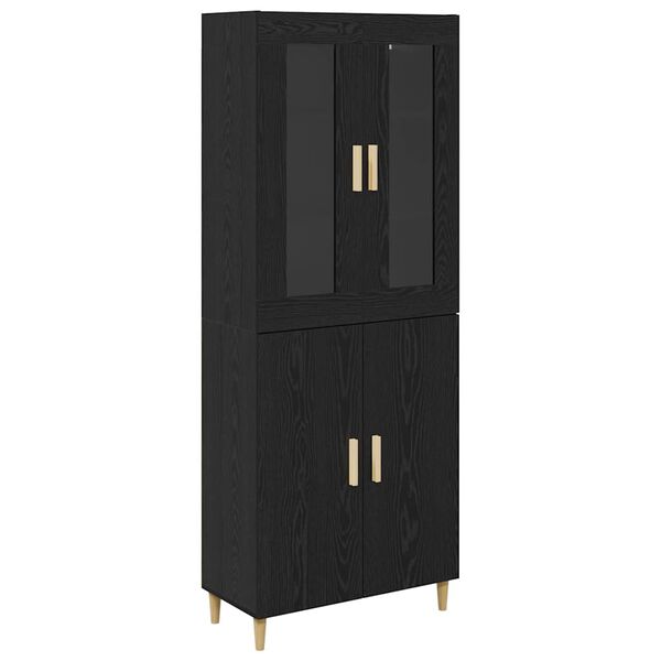 vidaXL Highboard Czarny Dąb 69,5 x 34 x 180 cm