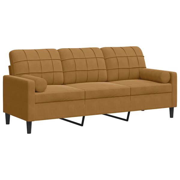 vidaXL 3-osobowa sofa z poduszkami, brązowa, 180 cm, aksamit