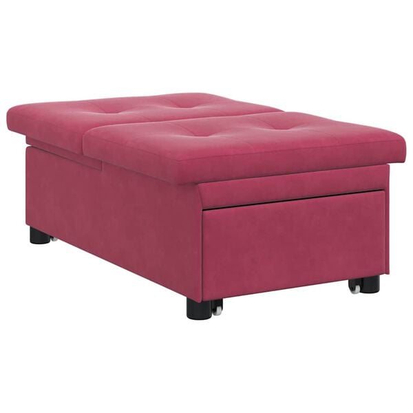 vidaXL Sofa Bed Czerwone wino 194 x 67 x 82 cm Aksamit