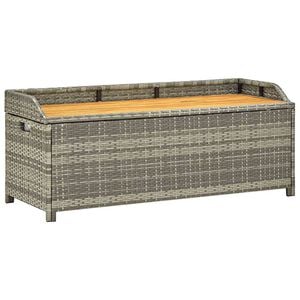 vidaXL Ławka ogrodowa ze schowkiem, 120 cm, polirattan, szara