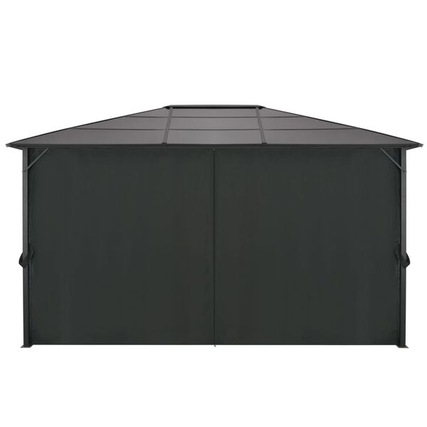 vidaXL Altana ogrodowa z zasłonami, aluminiowa, 4 x 3 x 2,6 m, czarna