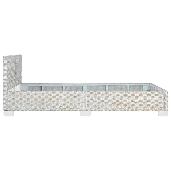 vidaXL Rama łóżka, szara, naturalny rattan, 140 x 200 cm