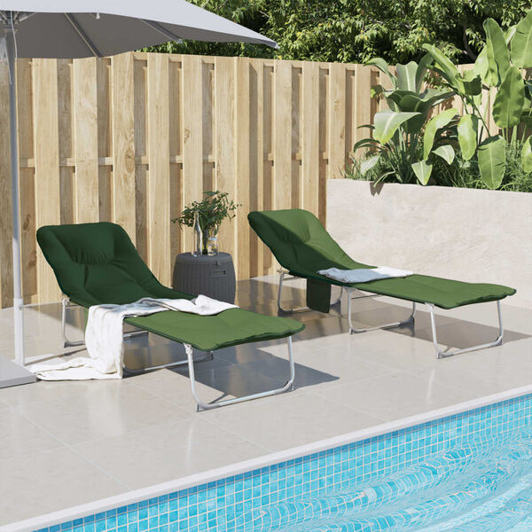 vidaXL Składany leżak, ciemnozielony, tkanina