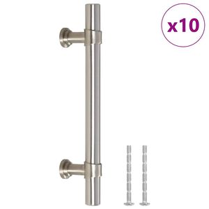 vidaXL Uchwyty do szafek, 10 szt., srebrne, 96 mm, stal nierdzewna