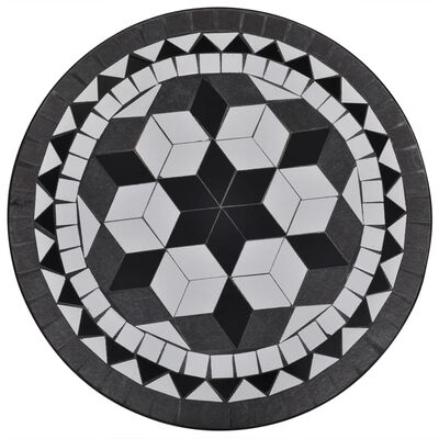 vidaXL Stolik bistro, czarno-biały, 60 cm, mozaikowy