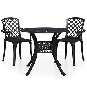 vidaXL 3-cz. zestaw mebli bistro ze stopu aluminium, czarny