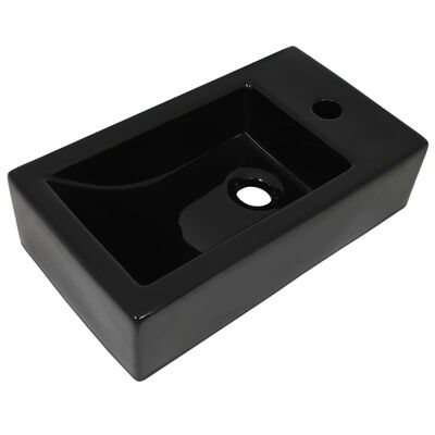 vidaXL Umywalka prostokątna z otworem na kran, 46x25,5x12 cm, czarna