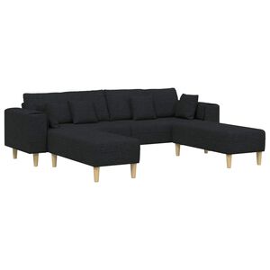 vidaXL Sofa 3 szt. Czarny tkanina