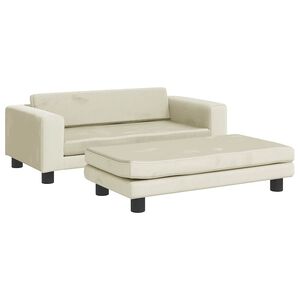 vidaXL Sofa dziecięca z podn&oacute;żkiem, kremowa, 100x50x30 cm, aksamit