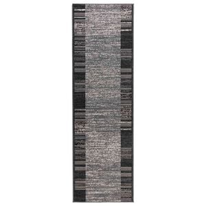 vidaXL Dywan Bieżnik FLORNES Tkany Szary Paski 67 x 150 cm PP 7 mm
