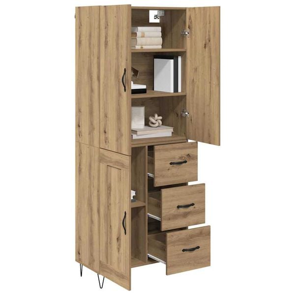 vidaXL Highboard 2 pcs Dąb rzemieślniczy Drewno inżynieryjne i szkło
