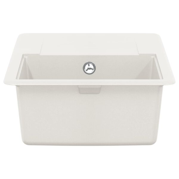 vidaXL Zlew Biały 670 x 460 mm 80% Kwarc i 20% Żywica