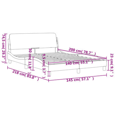 vidaXL Rama łóżka z zagłówkiem, szara, 140x200 cm, sztuczna skóra