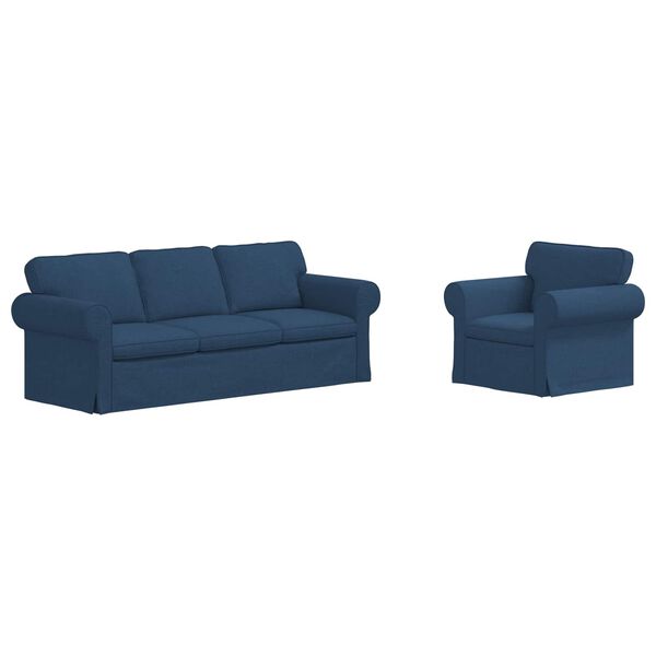 vidaXL Sofa 2 pcs Niebieski 215 x 82 x 80 cm tkanina