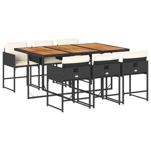 vidaXL 7-cz. zestaw mebli ogrodowych z poduszkami, czarny, polirattan