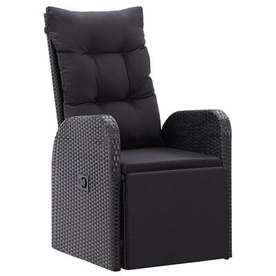 vidaXL Rozkładane krzesła ogrodowe, poduszki, 2 szt., czarny rattan PE