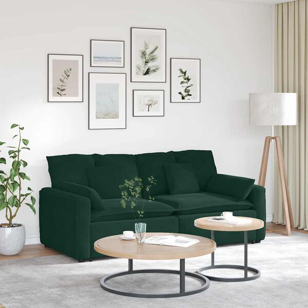 vidaXL Sofa modułowa z poduszkami, ciemnozielona
