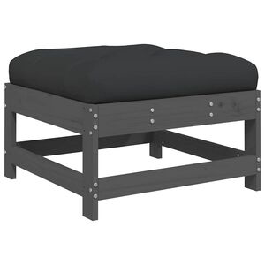 vidaXL Podn&oacute;żek ogrodowy z poduszką, szary, lite drewno sosnowe