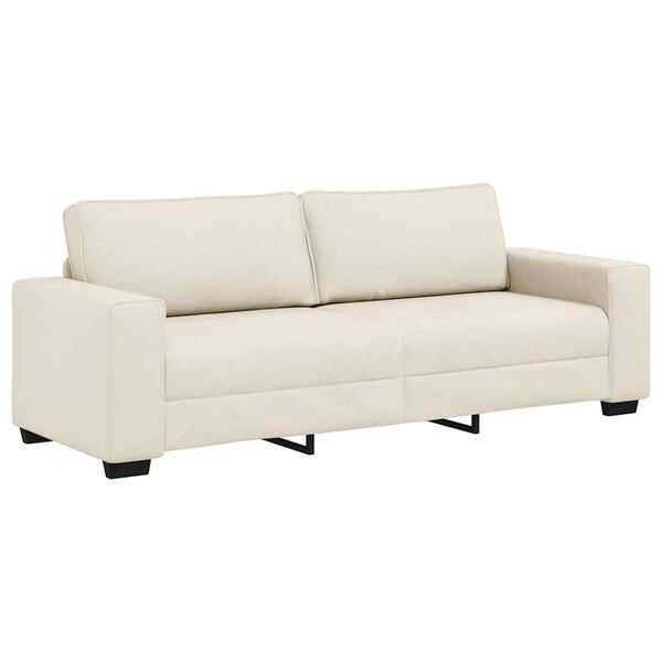 vidaXL | Sofa | z poduszką z poduszką Beżowy 221 x 77 x 82 cm Pł&oacute;tno