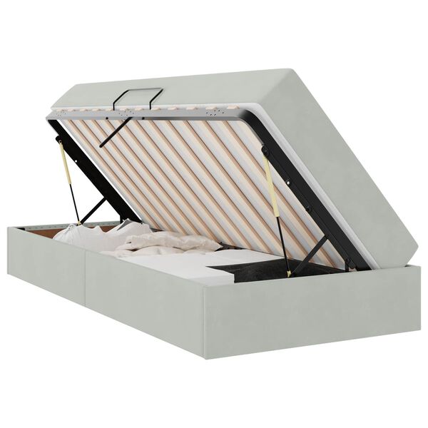 vidaXL Ł&oacute;żko z miejscem na przechowywanie i materacem Jasnoszary