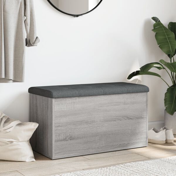 vidaXL Ławka ze schowkiem, szary dąb sonoma, 82x42x45 cm