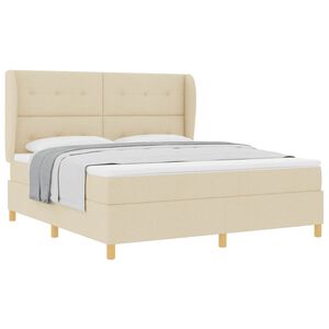 vidaXL Ł&oacute;żko sprężynowe Z zagł&oacute;wkiem Kremowy 200 x 180 cm tkanina