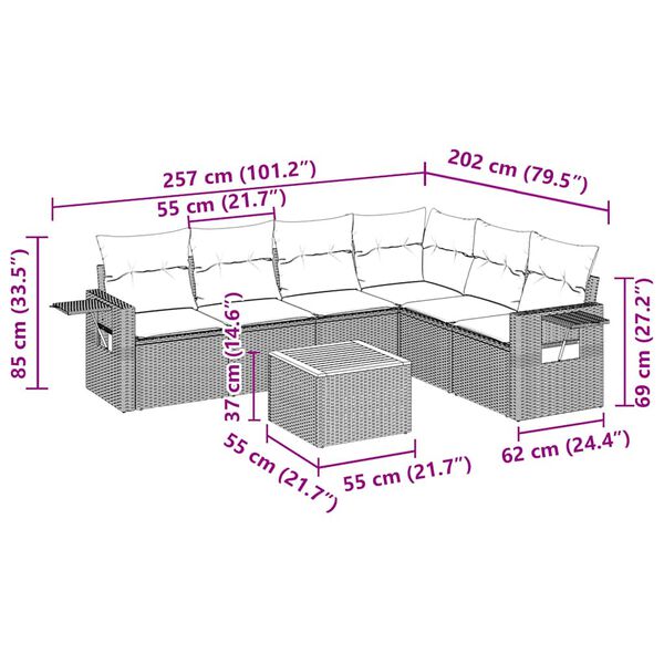vidaXL 7-cz. zestaw wypoczynkowy do ogrodu, z poduszkami, czarny