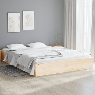 vidaXL Rama łóżka, lite drewno, 140 x 190 cm