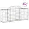 vidaXL Kosze gabionowe, 40 szt, 200x50x80/100 cm, galwanizowane żelazo