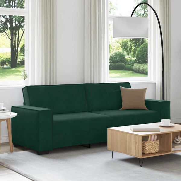vidaXL Sofa 3-osobowa, ciemnozielony, 220x78x84 cm, obita aksamitem