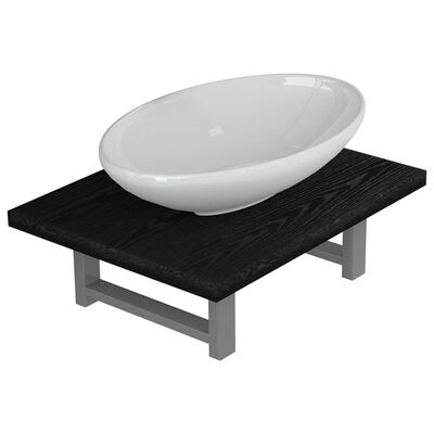 vidaXL Dwuczęściowy zestaw mebli do łazienki, ceramiczny, czarny