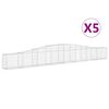 vidaXL Kosze gabionowe, 5 szt, 400x30x40/60 cm, galwanizowane żelazo