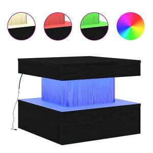 vidaXL Stolik kawowy z oświetleniem LED, czarny dąb, 50x50x40 cm